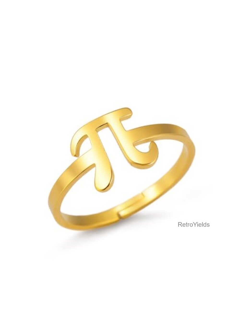 Pi Symbol Open Ring Stainless Steel Adjustable Statement Band Math Lover Gift